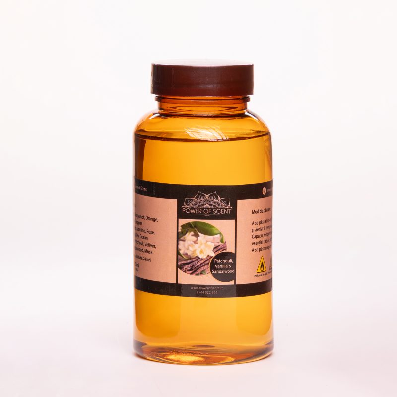 Rezerva parfum ulei esential - Patchouli, Vanilie & Lemn de Santal