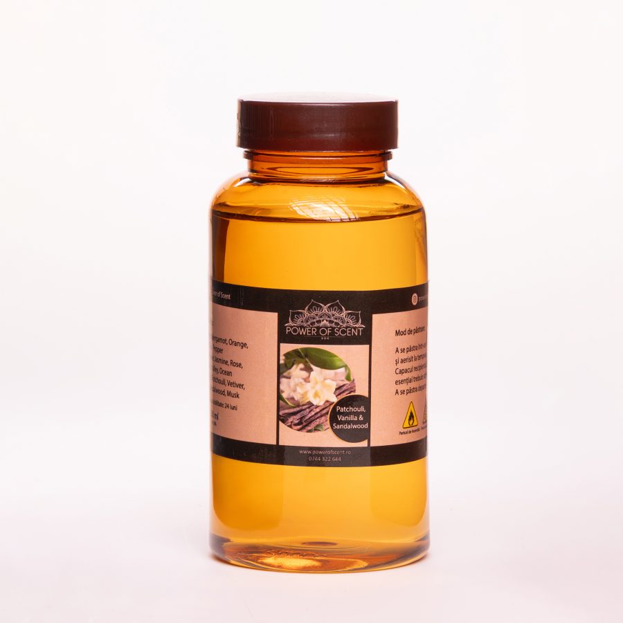 Rezerva parfum ulei esential - Patchouli, Vanilie & Lemn de Santal